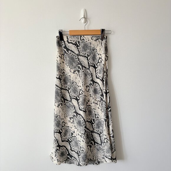 Aritzia Wilfred Free Snake Print Slip Midi Skirt Size 0 - Picture 4 of 6